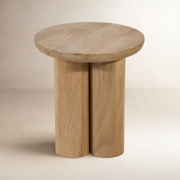 Modern Neutral Wooden Living Room End Table, Side Table 18"