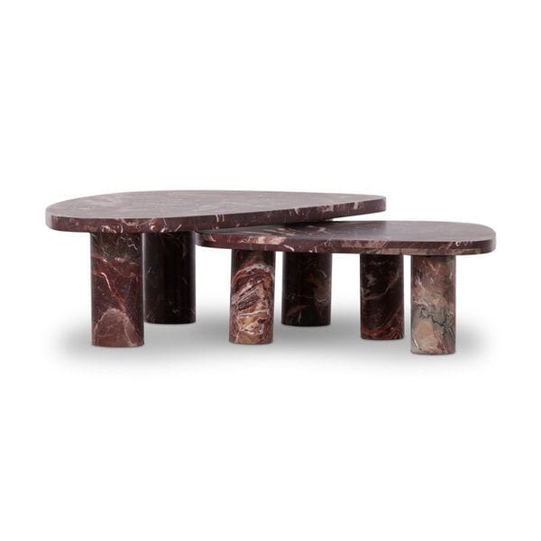 Zion Coffee Table Set - Merlot Marble