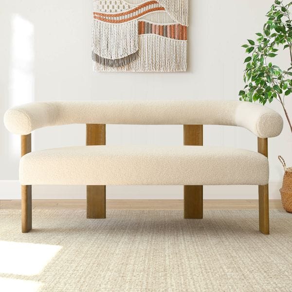 Petruna 54'' Upholstered Solid Wood Round Armrest Loveseat