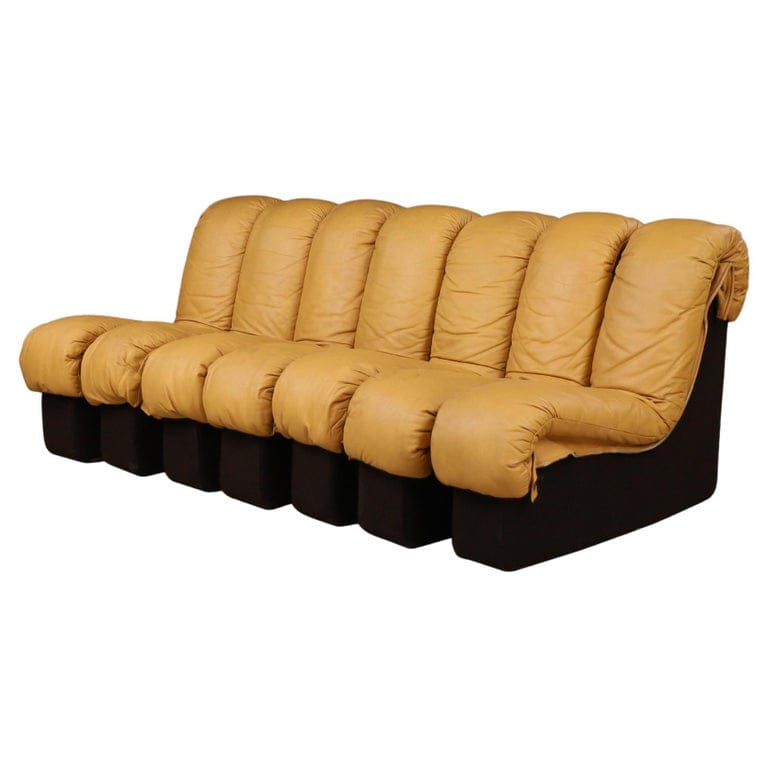 De Sede Ds-600 ‘snake’ Sectional Sofa In Patinated Tan Leather By Ueli Berger