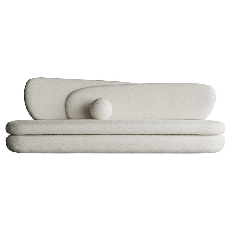 Curve Sofa - Modern Layered Asymmetrical Sofa In Cream Boucle