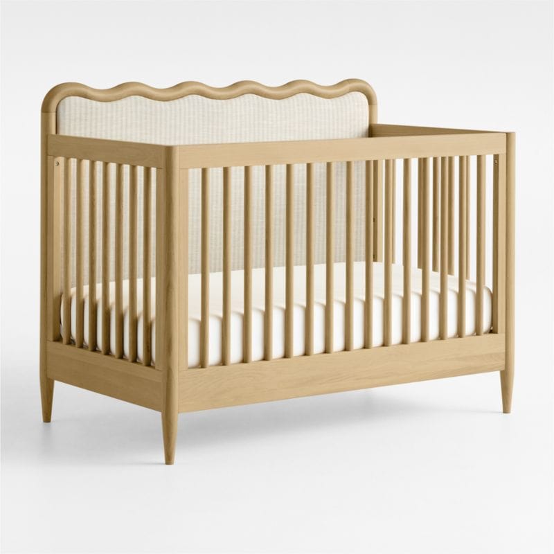 Waveland Wood and Upholstered Performance Stripe Convertible Crib
