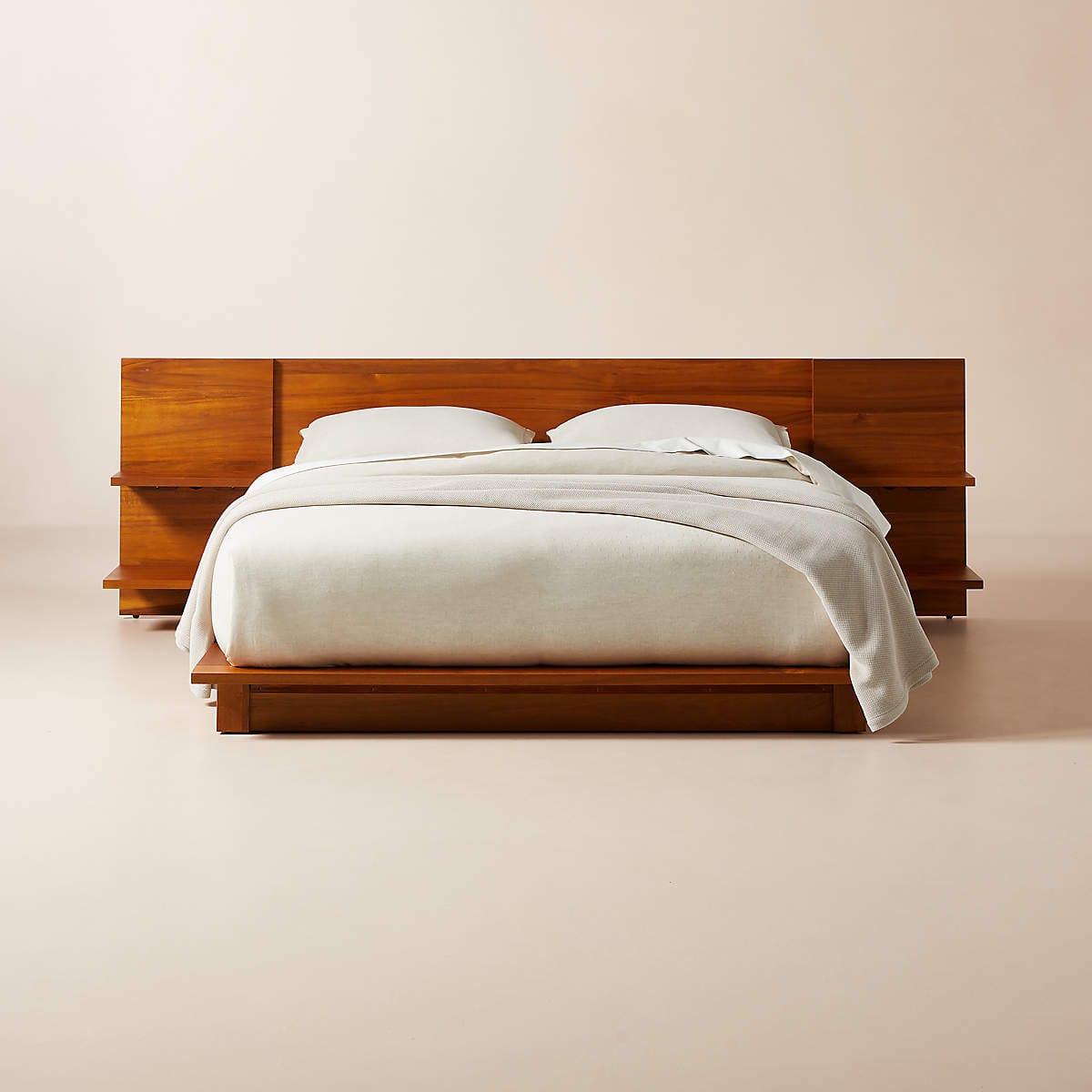 CB2 (CB2.COM) - Andes Wood Platform Queen Bed with Nightstands