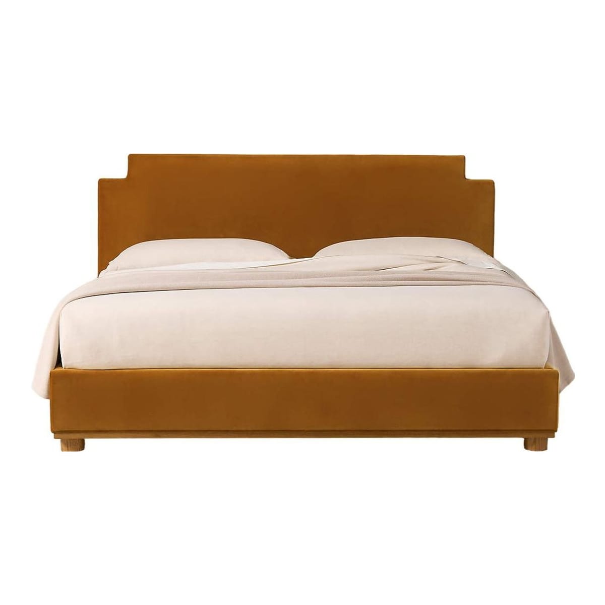 CB2 - Plaza Smoked Amber Velvet Upholstered King Bed