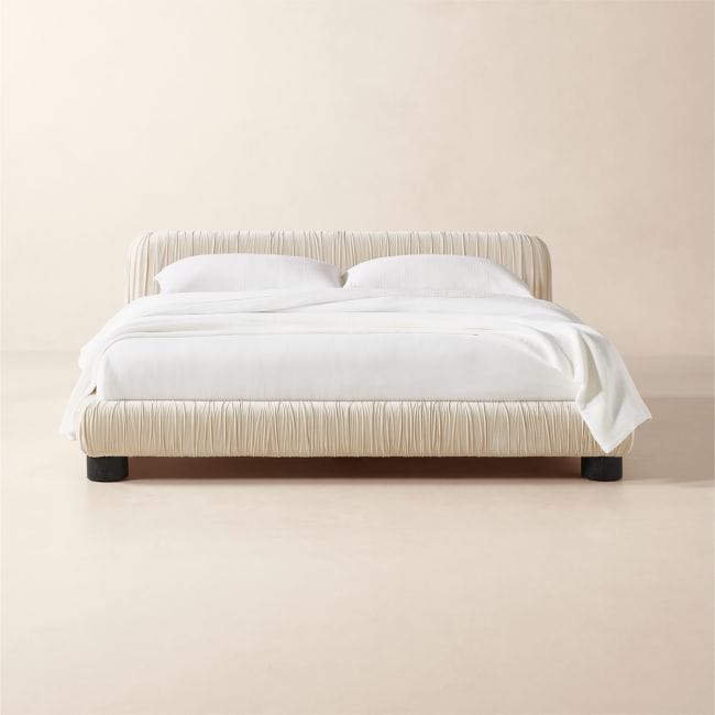 JANNIS ELLENBERGER | Cantar Velvet Upholstered King Bed - White