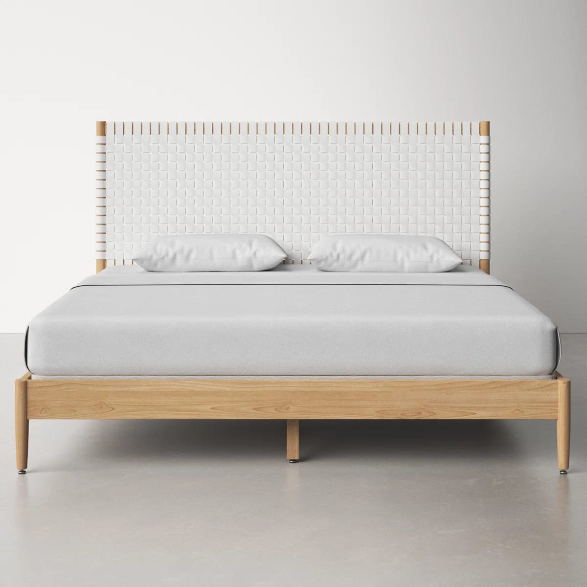Tamita Genuine Leather and Oak Bed