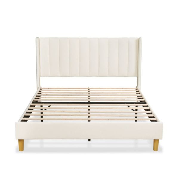 Eriksay Low Profile Upholstered Platform Bed with Wingback Headboard