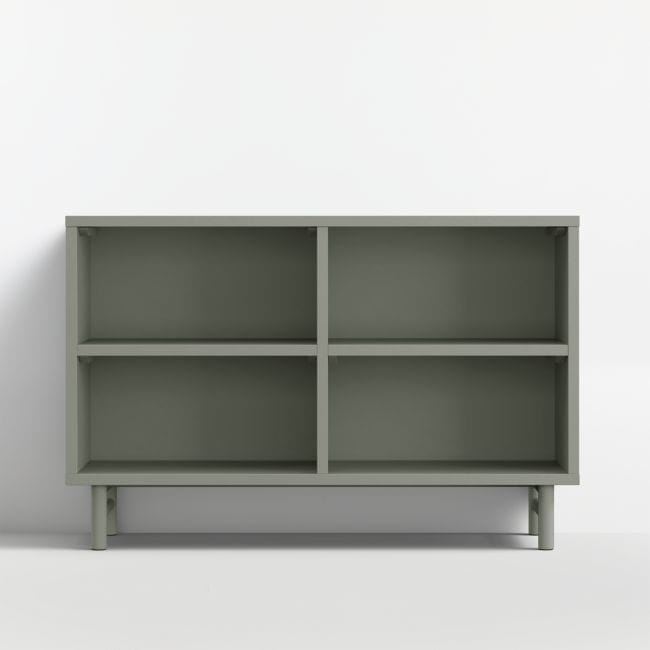 Classic Green Wood Kids Low Bookcase