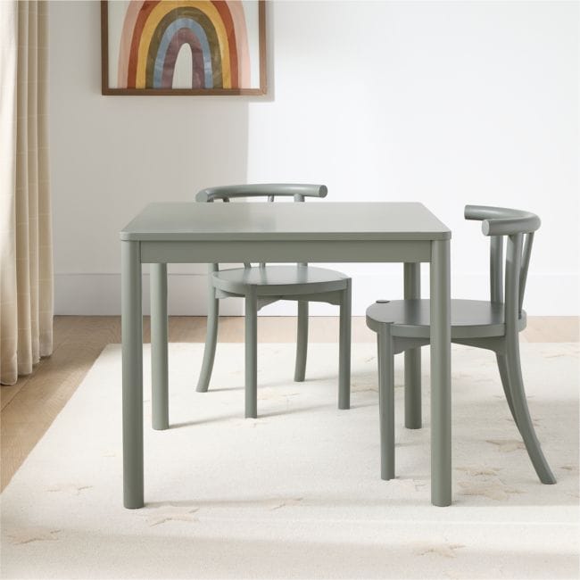 Classic Green Wood Square Kids Play Table