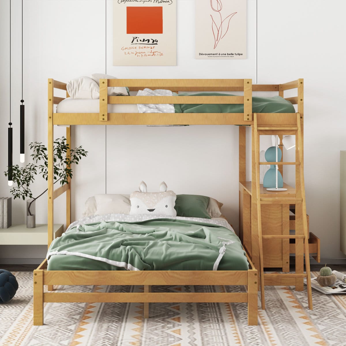 Gurseerat Twin Over Full 3 Drawer Standard Bunk Bed with Built-in-Desk by Harriet Bee