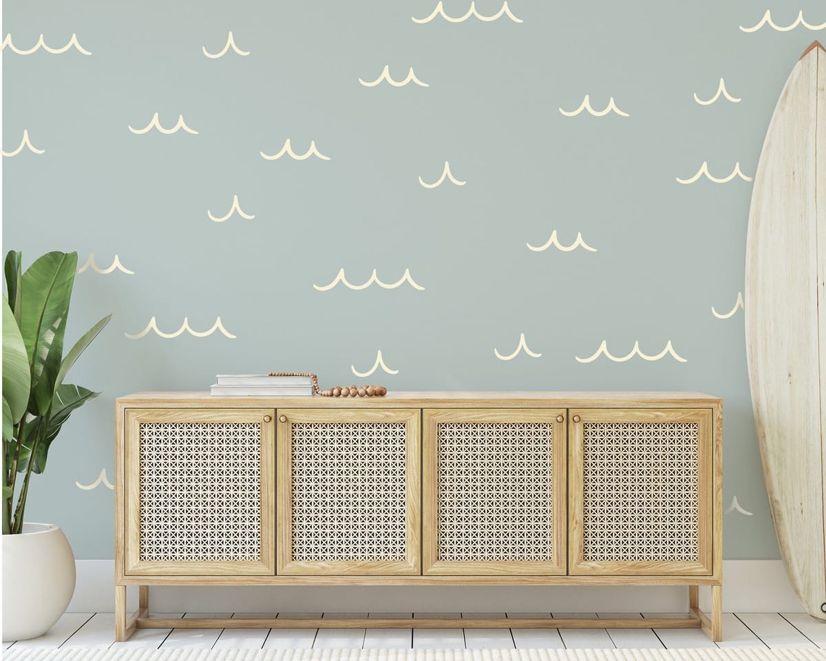 Ocean Wave Wall Decals - Removable Wall Decor, Beach Nursery Decals, Nautical Nursery Decor, Costal Cottage Kids Room Wall Stickers