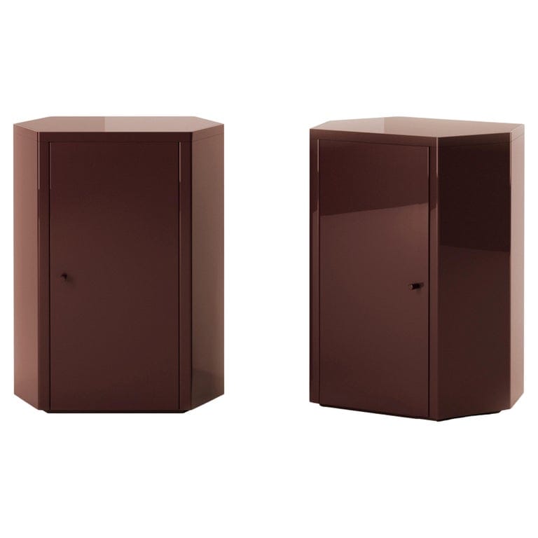Pair Of Park Night Stands In Noir Oxblood Lacquer By Yaniv Chen For Lemon