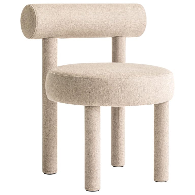 Accent Dining Chair Gropius Cs1 By Noom, Upholstered Wool, Bauhaus Style, Beige