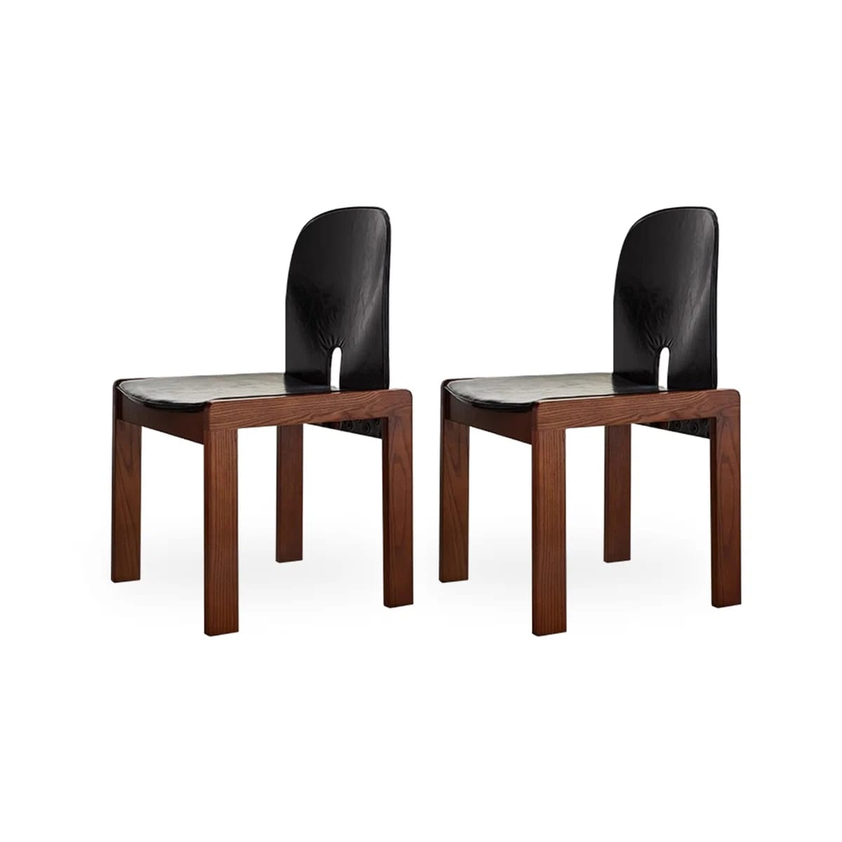 Chinese Ancient Style Solid Wood White Wax Wood Oil Wax Leather Backrest Dining Chair (Set of 2)