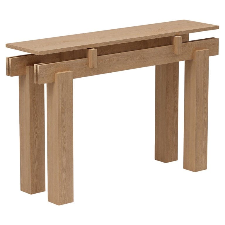 YET DESIGN STUDIO - Slit Console Table, Wood Top with Dynamic Look, Natural Oak