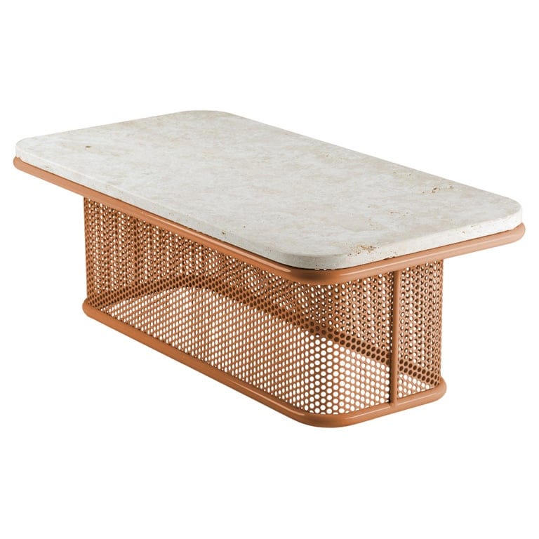 Contemporary Riviera Rectangle Center Table In Earth Lacquered Metal For Outdoor