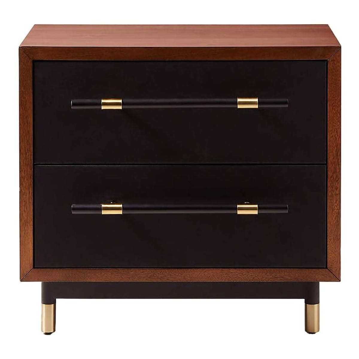 VUUE (VUUE.COM.AU) - Oberlin 24" Vegan Leather and Wood 2-Drawer Nightstand Set of 2