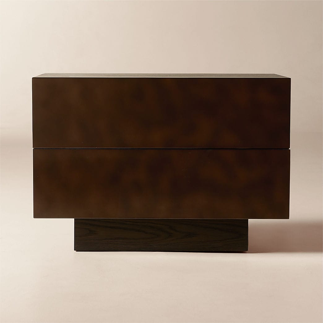 Hudson 32" Lacquered Dark Brown Wood 2-Drawer Nightstand Set Of 2