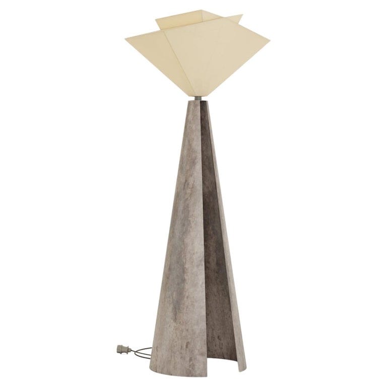 Contemporary Rounded Floor Lamp In Grey Patina By Rejo Studio