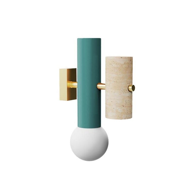 Contemporary Art Deco Inspired Wall Lamp Pyppe Mint And Polished Brass
