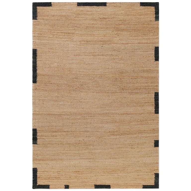 'edge' Black Jute Style Rug In Scandinavian Design