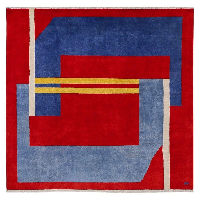 Mid-Century Modern Rug With Abstract Geometric Design