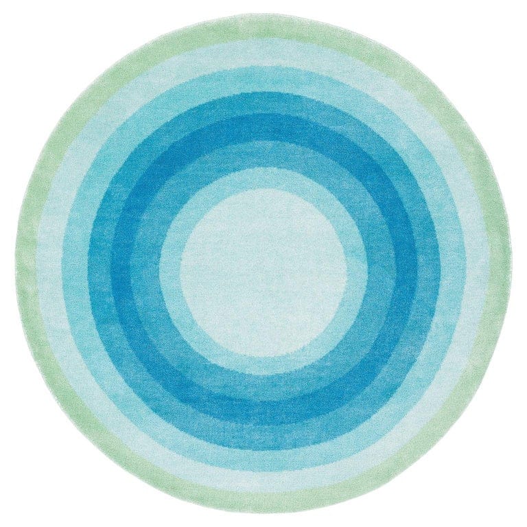 Round Blue Green Pop Silk And Wool Accessory Rug Ricky Bullseye By Joseph Carini