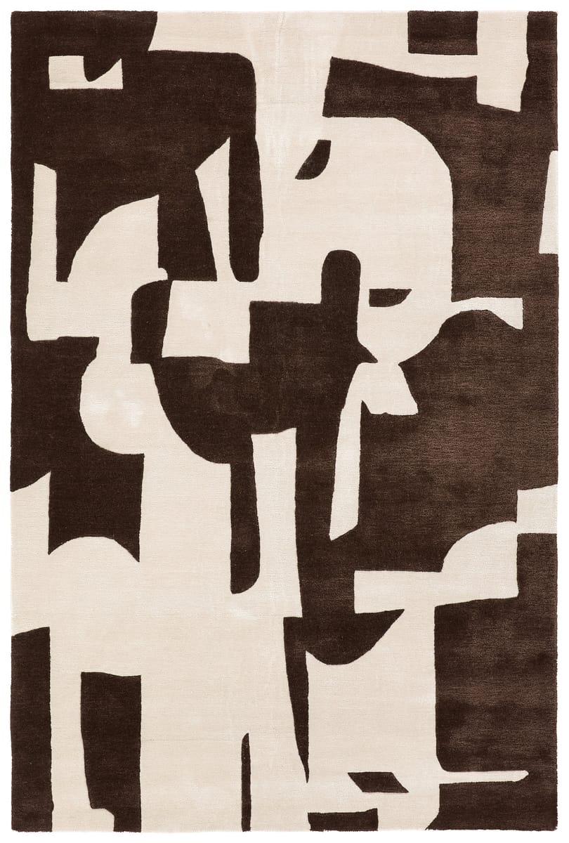 Orren Ellis Noverre Ant04 Handmade Abstract Brown And Cream Area Rug