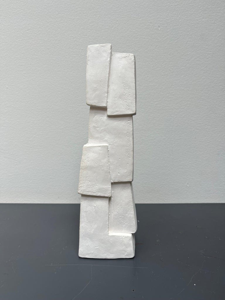 Union Vi, Plaster By Delphine Brabant - Geometric Abstract Sculpture, White