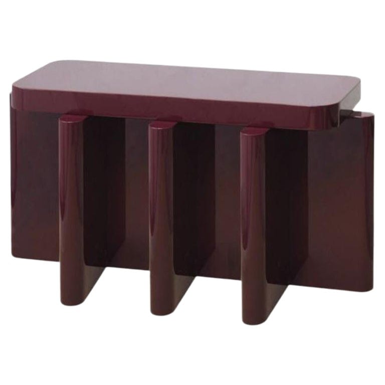 Handcrafted Bordeaux Red Solid Wood Seating Spina B3.1 Bench By Cara Davide