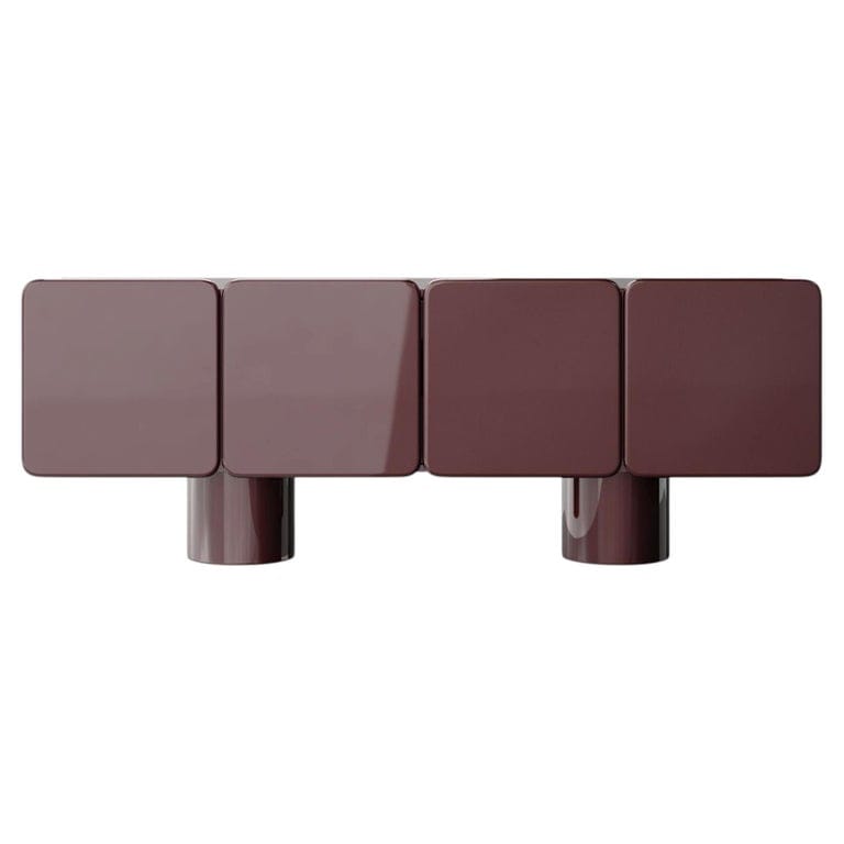 Venus4, Modern Sideboard, In Black Red Glossy Lacquer, Italian Design