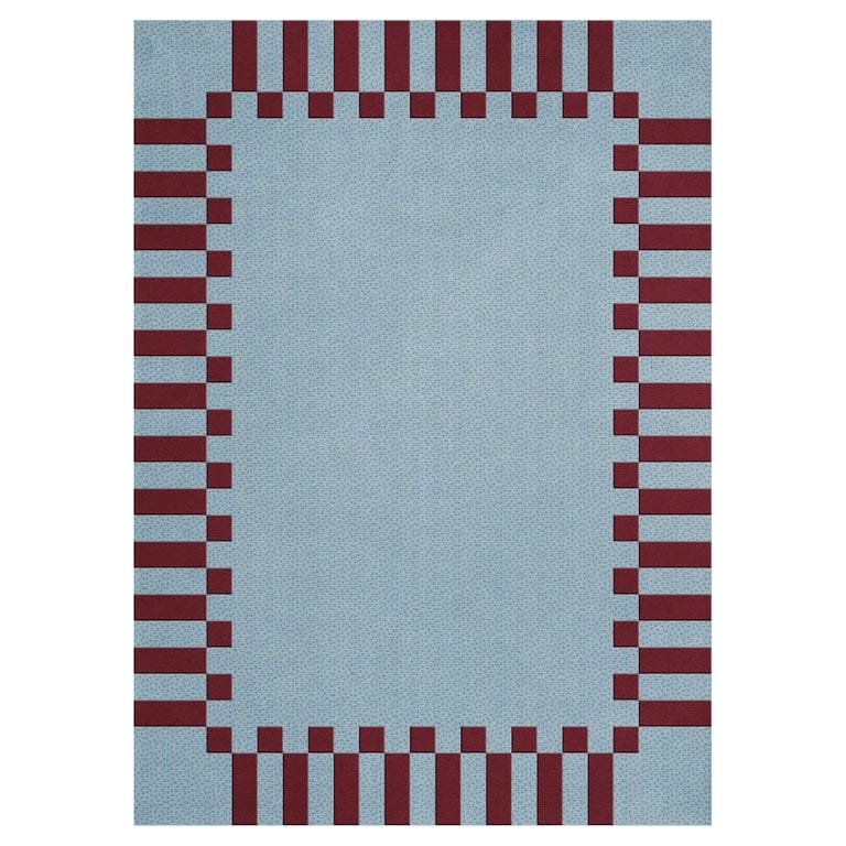 Teklan Frame Wool Rug In Mulberry Sky Blue, By Layered, Scandinavian Design