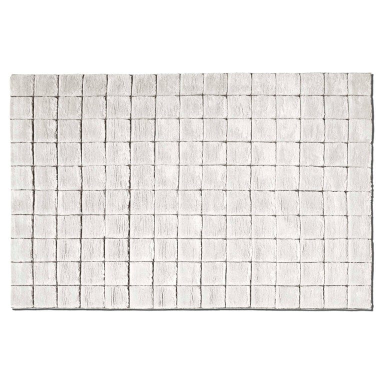 Cassina Sahara Grid Deep Pile Carpet Rug In Light Gray White, Italy 2023