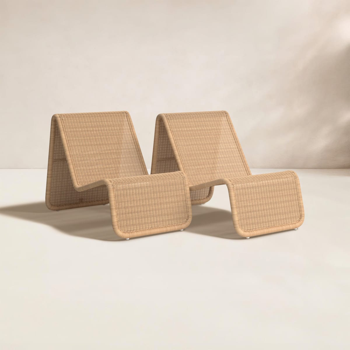 Co9 Design Wave Stackable Lounge Chair, Natural - Set Of 2