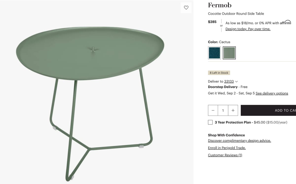 Fermob outdoor side table
