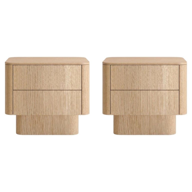 Pair Of Kasumi Nightstands – Contemporary Oak Bedside Tables